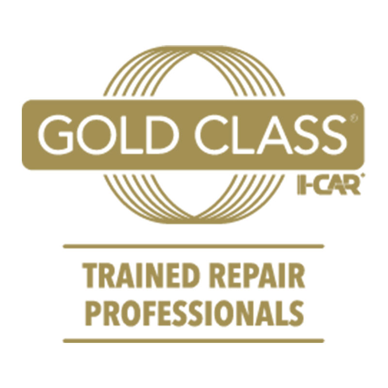 Gold Class logo for I-CAR Trained Repair Professionals, featuring a gold circle design.